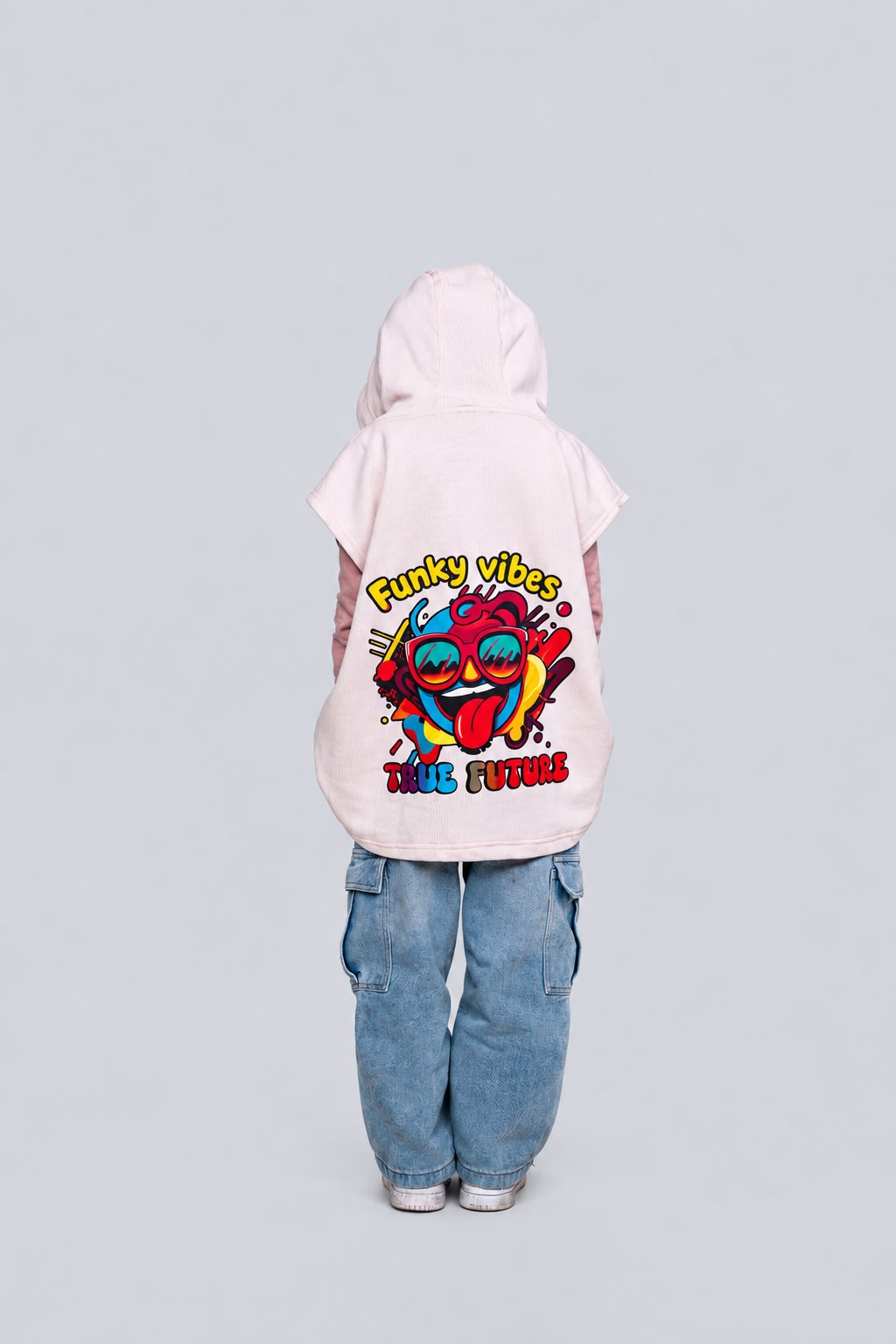 Cream Sleeveless Hoody (Funky Vibes)