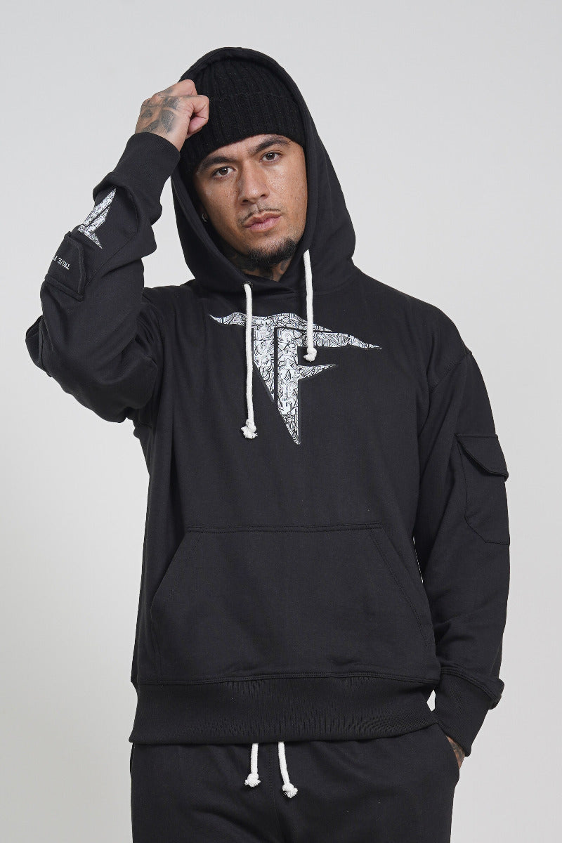 Black Cargo Hoodie (260 GSM)