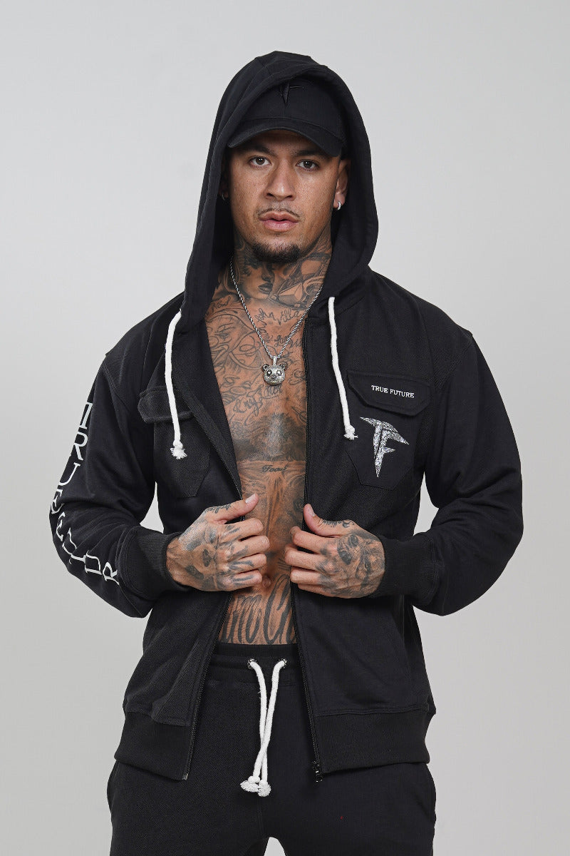 Ying Yang Black Zip Hoodie