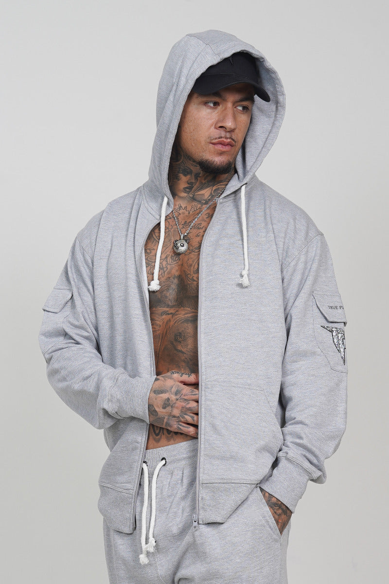 Grey Zip Hoodie (260GSM)