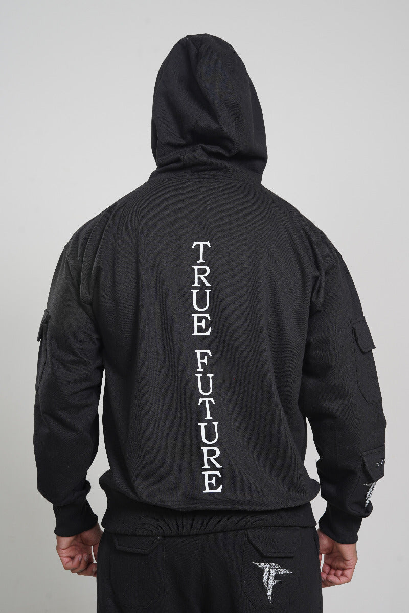 Black Cargo Hoodie (260 GSM)