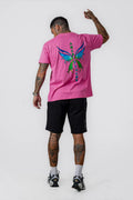 JAP BUTTERFLY OVERSIZED TEE - PINK