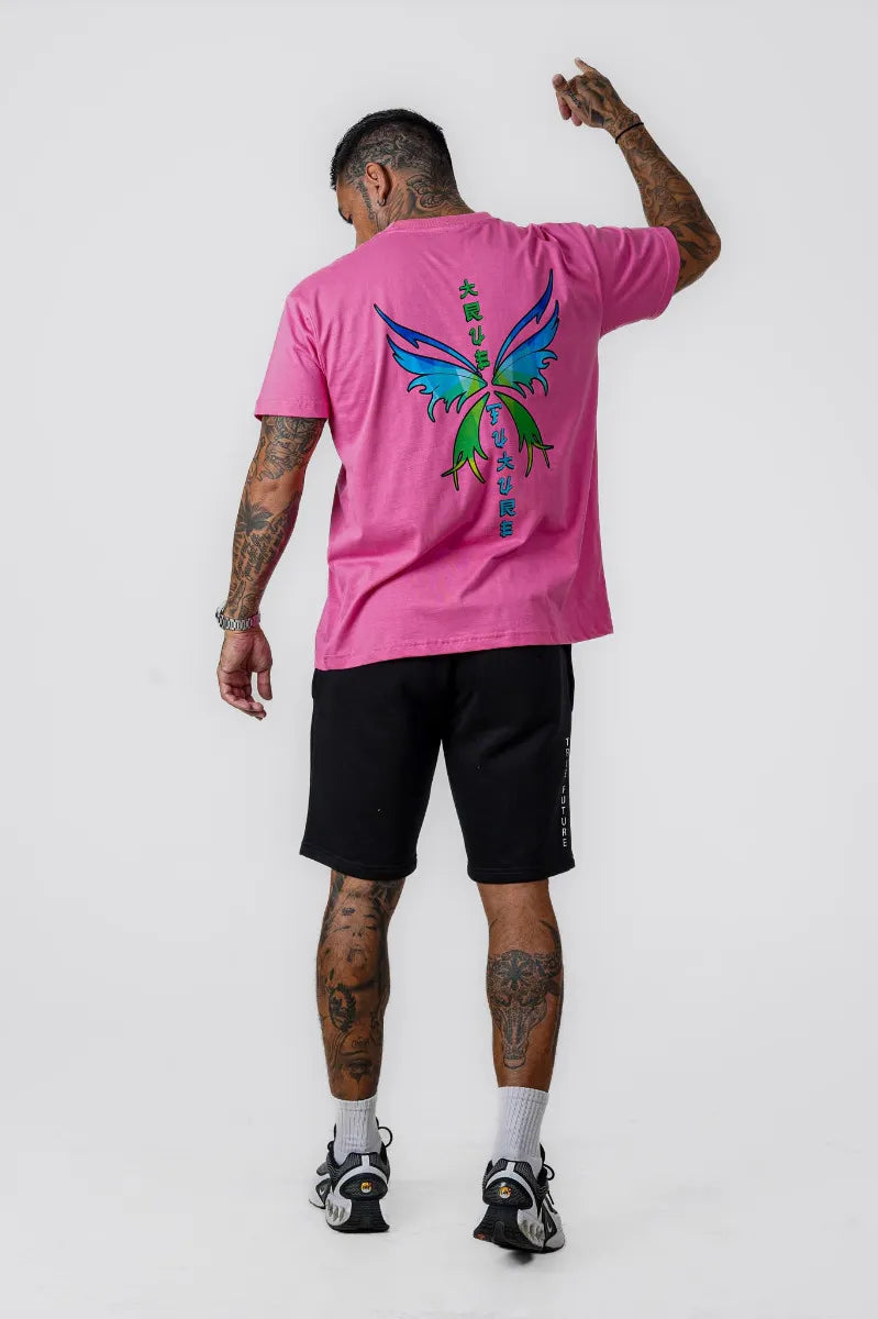 JAP BUTTERFLY OVERSIZED TEE - PINK