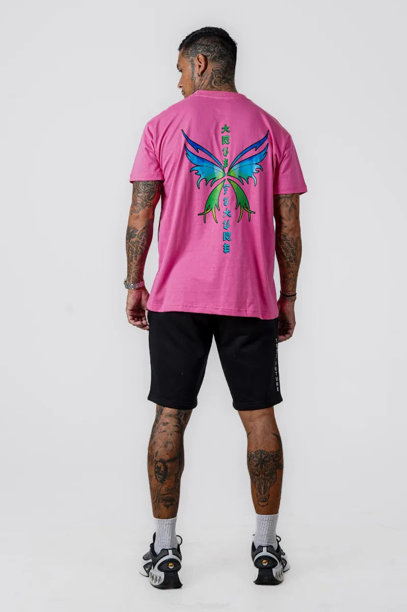 JAP BUTTERFLY OVERSIZED TEE - PINK - view 2