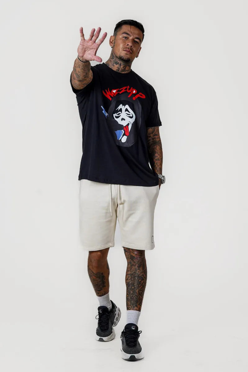 WAZZUPP OVERSIZED TEE - BLACK
