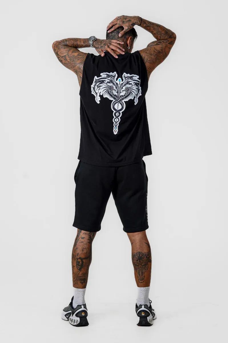 WINGS SLEEVELESS TEE - BLACK