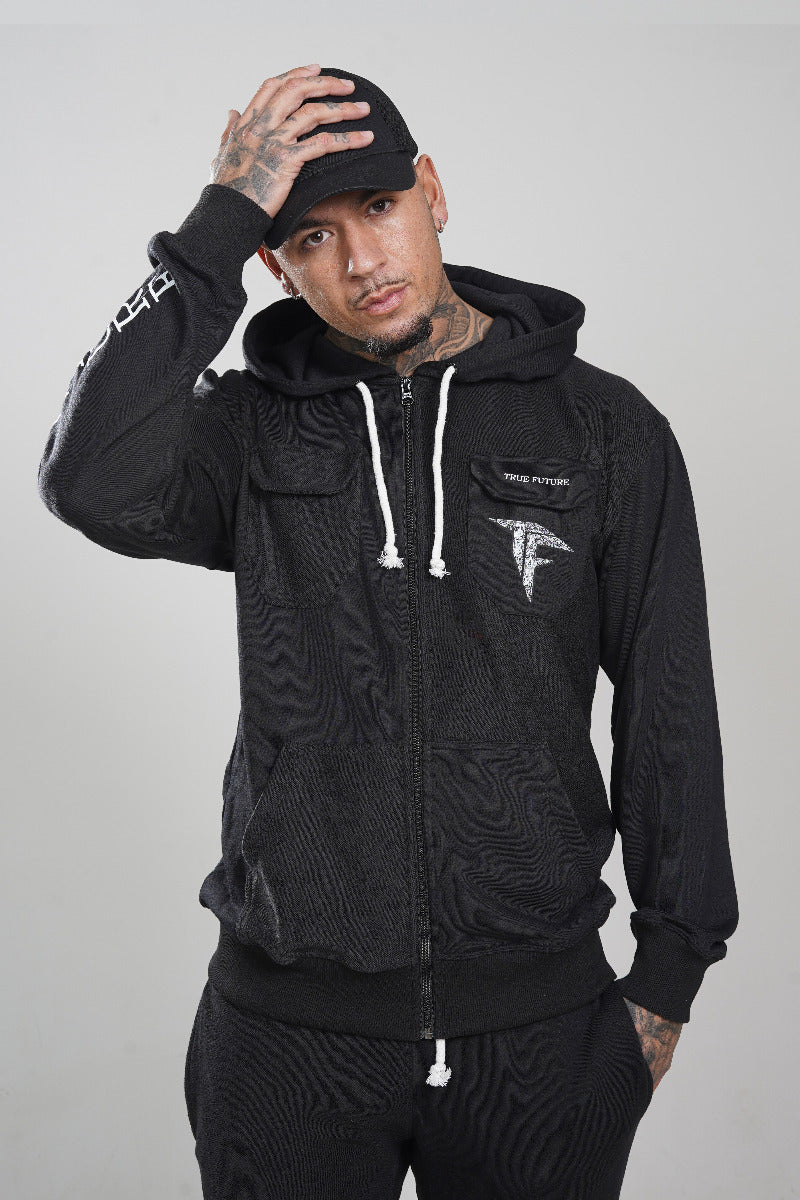 Ying Yang Black Zip Hoodie