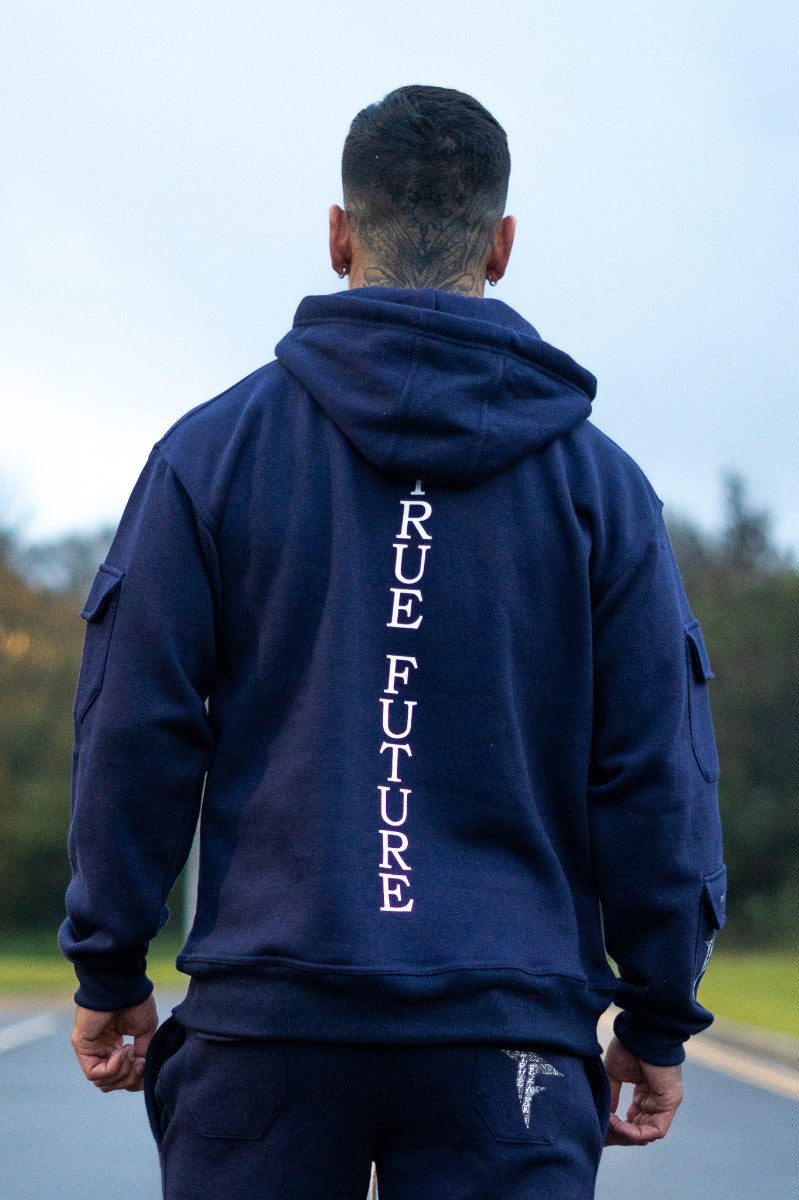 Navy Blue Cargo Hoodie (320GSM)