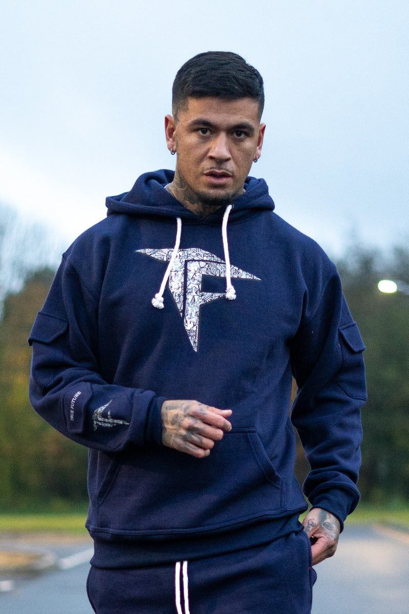 Navy Blue Cargo Hoodie (320GSM)