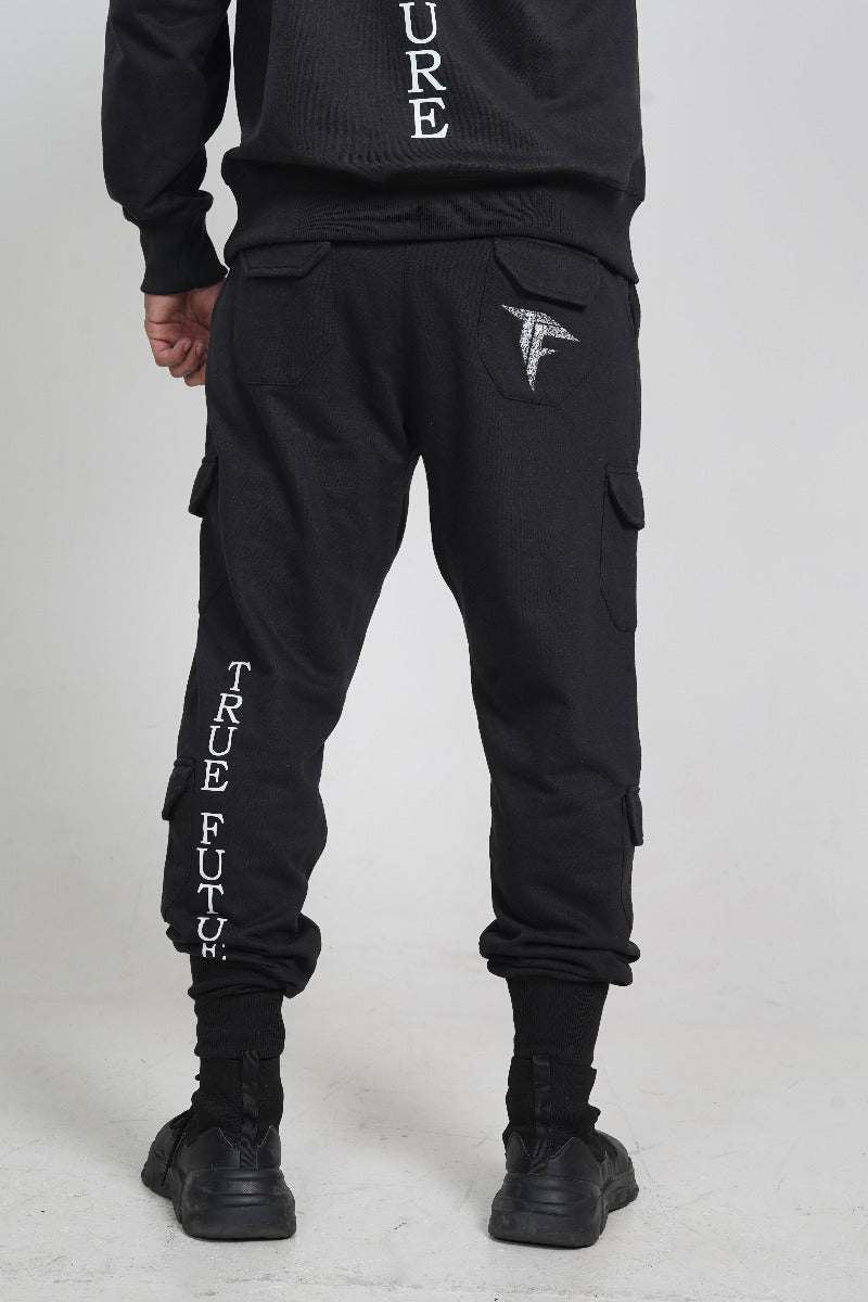 Black Cargo Bottoms (260GSM)