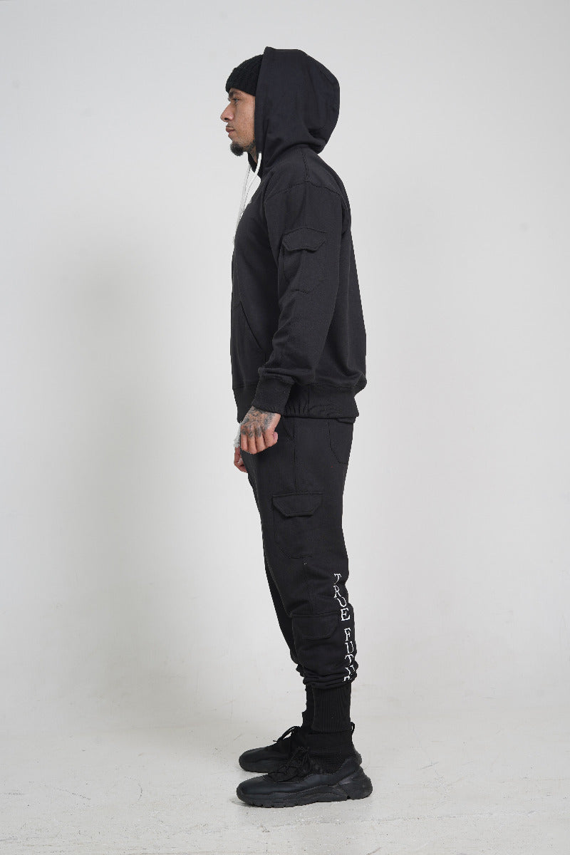 Black Cargo Bottoms (260GSM)