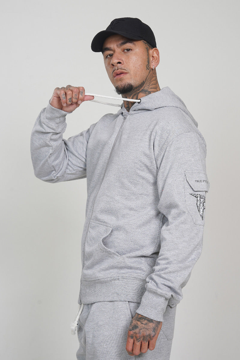 Grey Zip Hoodie (260GSM)
