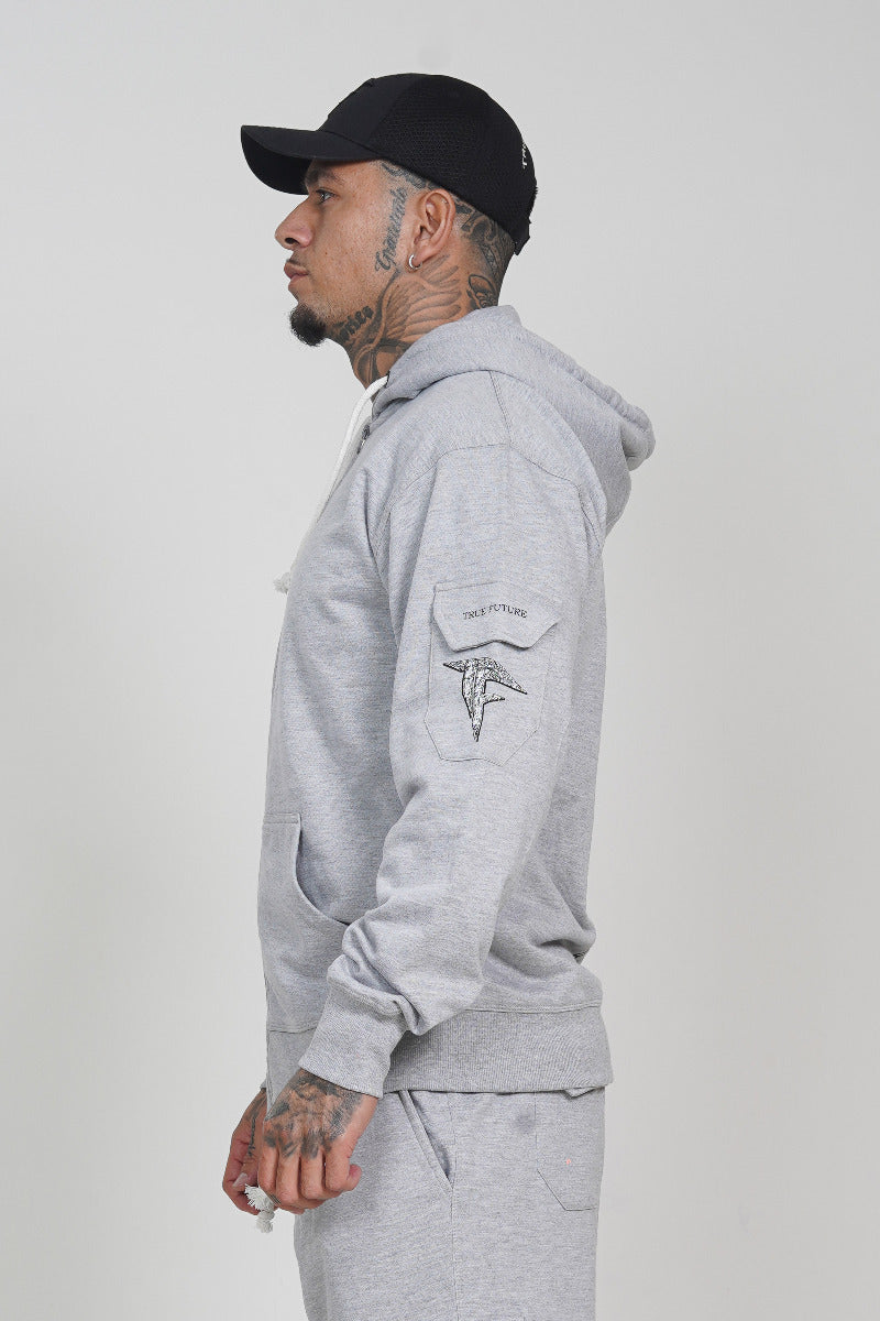Grey Zip Hoodie (260GSM)